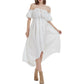 Casual Boho Lantern Sleeve Off Shoulder Fairy Midi Dress