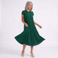 Crew Neck Short Sleeve Accordion Pleated Midi Dress