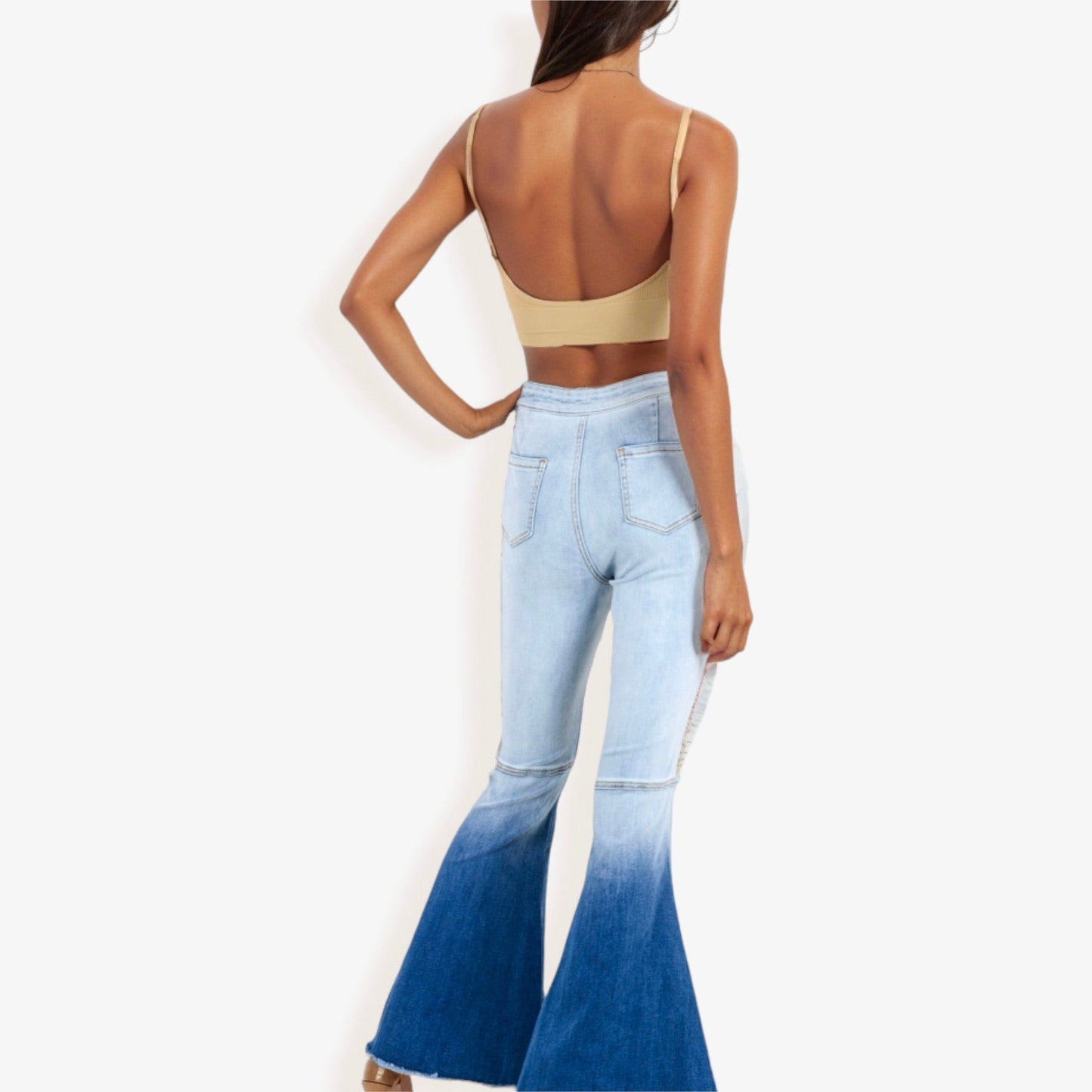 Classic Retro High Waist Long Denim Bell Bottom Jeans