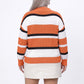 Plus Size Colorblock Striped V Neck Sweater