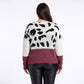 Plus Size Animal Print Colorblock Boat Neck Sweater