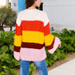 Striped Knit Sweater with Bell Sleeves and Colorful Details