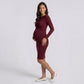 Maternity Ribbed Long Sleeve Bodycon Dress with Front Twist Detail