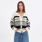 Striped Collared Button Front Knit Cardigan Sweater