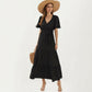 Short Sleeve Maxi Dress with Wrap Front Waist Tie and Tiered Skirt
