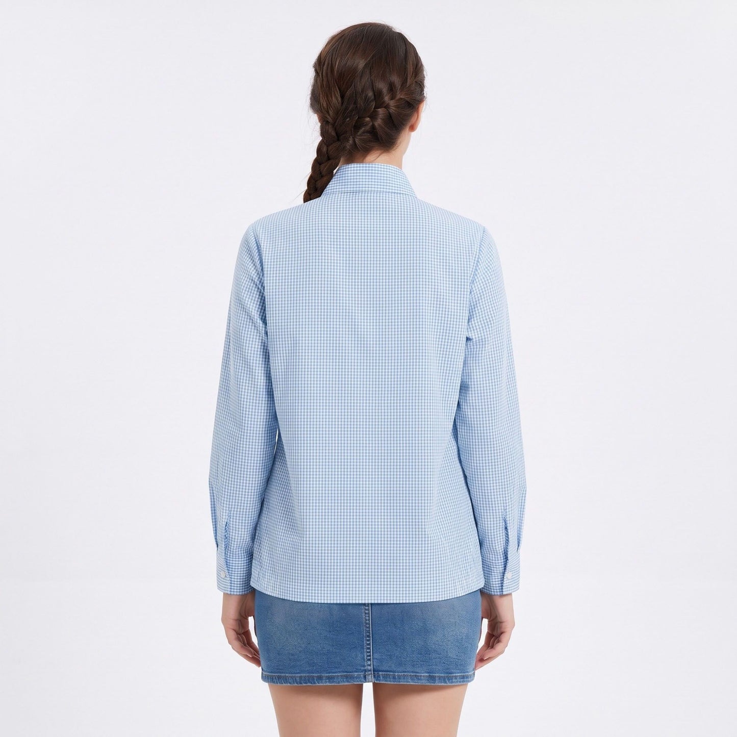 Tie-Neck Bow Long Sleeve Button-Down Blouse