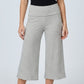 Foldover Waistband Striped Cropped Wide-Leg Trousers