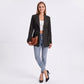 Longline Single Button Blazer with Notched Lapels