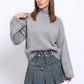 Turtleneck Bell Sleeve Relaxed Fit Knit Sweater