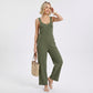 Button Front Jumpsuit Sleeveless Wide Leg Utility Pocket Outfit