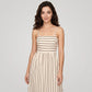 Striped Square Neck Sleeveless Maxi Dress with Fitted Bodice Adjustable Straps and Flowy Tiered A-Line Skirt