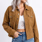 Cropped Button Front Shirt Jacket with Patch Pockets