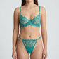 2 Piece Leaf Embroidered Mesh Underwire Bra and Thong Lingerie Set