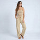 High Rise Drawstring Wide Leg Utility Pants with Patch Pockets