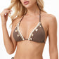 Ribbed Triangle Bikini Set with Shell Charm Details and Side Tie Bottoms