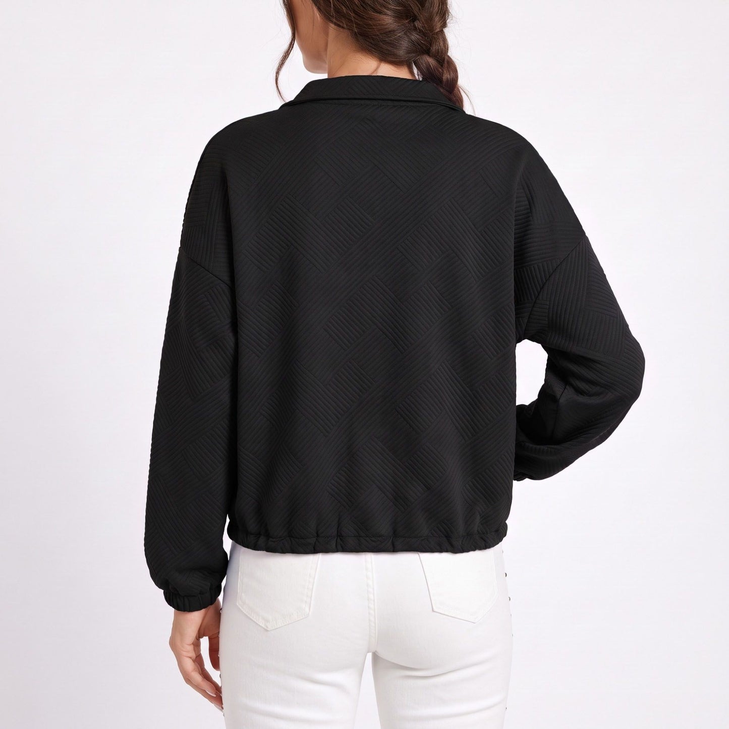 Quilted Full Zip Jacket with Collared Neckline