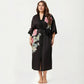 Plus Size 2-Piece Floral Kimono Robe Set with Short Sleeve Open Front Longline Cover Up and Matching Inner Dress