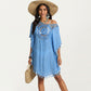 Crochet Medallion Swim Cover Up Dress with Tassel Trim and Relaxed Boho Silhouette