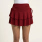 Tiered Ruffle Mini Skirt Side Tie High Waist Flowy Lightweight Casual Skirt