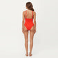 Maternity Ribbed One-Piece Swimsuit with Plunging Neckline and Ruched Waist