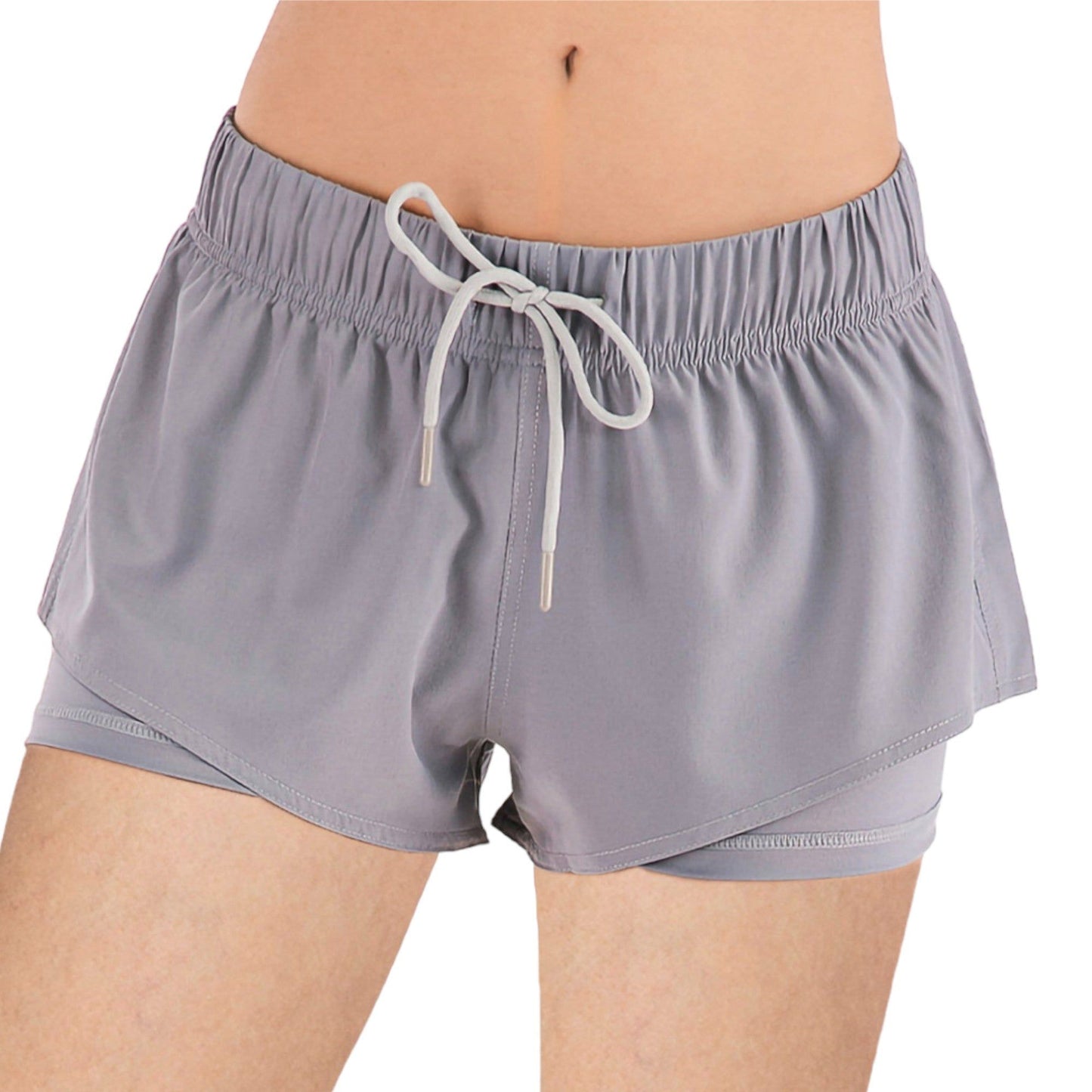 Yoga Running Shorts with Double Layer Drawstring