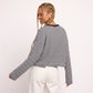 Striped Textured Knit Drop Shoulder Cropped Sweater
