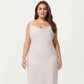 Plus Size Satin Slip Nightgown with Adjustable Spaghetti Straps Midi Length Relaxed Fit Sleepwear Dress