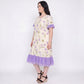 Short Sleeve Floral Midi Nightgown Ruffle Trim Relaxed Sleep Dress