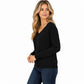V Neck Relaxed Loose Long Sleeve Casual Knit Pullover Sweater
