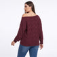 Plus Size Off Shoulder Cable Knit Pullover Sweater