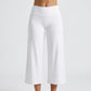 Foldover Waistband Cropped Wide-Leg Trousers