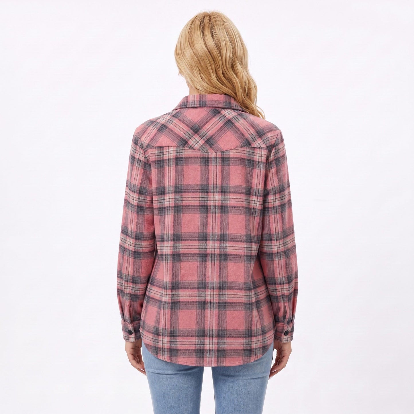 Plaid Button Front Long Sleeve Shirt with Flap Chest Pockets