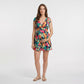 Tropical Print Maternity Romper with V-Neck and Smocked Empire Waist