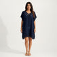 Sheer Crochet Trim Cover Up Dress with Tassel Detail Relaxed Fit and Short Sleeves