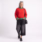 Long Sleeve Contrast Trim Sweatshirt with Polka Dot Details