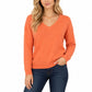 V Neck Relaxed Loose Long Sleeve Casual Knit Pullover Sweater