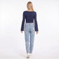 Ribbed Boat Neck Bell Sleeve Crop Top
