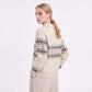 Fair Isle Collared Henley Pullover Sweater
