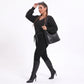 Plus Size V-Neck Textured Sleeve Pullover Sweater