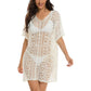 Crochet Cover Up with 3/4 Sleeve Tassel Dress