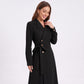 Long Sleeve Belted Trench Coat with Notched Lapels and Button Front