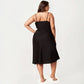 Plus Size Satin Slip Nightgown with Adjustable Spaghetti Straps Midi Length Relaxed Fit Sleepwear Dress