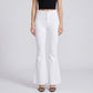 High Rise Flare Pants Button Front Stretch Wide Leg Hem Pants