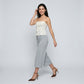 Foldover Waistband Cropped Wide-Leg Trousers