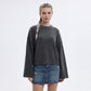 Oversized Crewneck Knit Sweater with Flared Sleeves