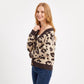 Leopard Print V-Neck Button-Front Cardigan Sweater