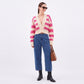 Striped V-Neck Cropped Cardigan Sweater