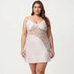 Plus Size Lace Panel Chemise Slip Dress Adjustable Strap Sleepwear