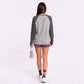 Colorblock Waffle Knit Raglan Long Sleeve Top