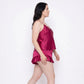 Plus Size 2-Piece Satin-Like Cami Top and Ruffle Shorts Pajama Lounge Set with Slim Straps